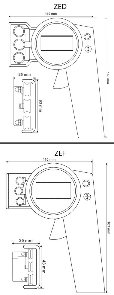 ZEF ZED Digital Tension Meter dimensions