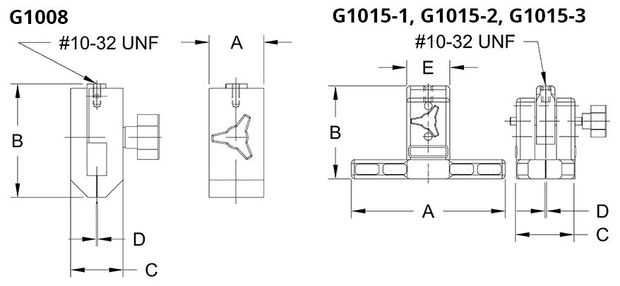 G1008 / G1015 / ASTM F88 / D1876 Film and Paper Grips Dimensional Drawing