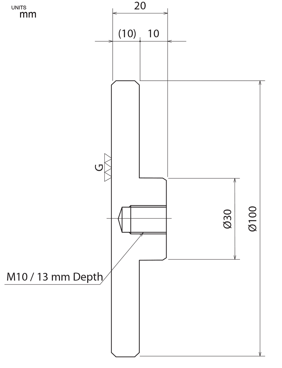 FG-M10COMP100U Compression Plate Dimensional Drawing