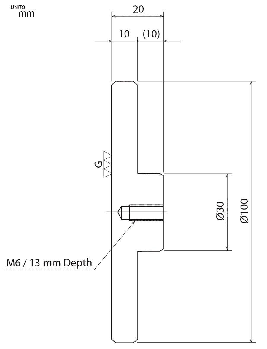 FG-M6COMP100U Compression Plate Dimensional Drawing