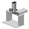 Modular design allows for custom mounting. In this example, the frame is separated from the controller and mounted on dual columns to allow for additional sample clearance.