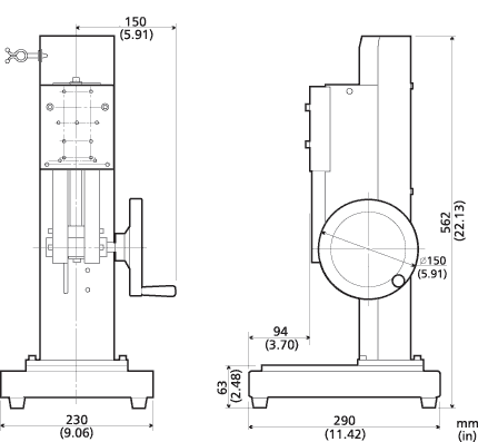 shimpo FGS-100H Test Stand dimensions