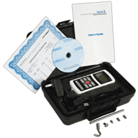 Series 5 gauges include a carrying case, set of implements, universal voltage AC adapter, battery, quick-start guide, USB cable, resource CD (USB driver, MESUR Lite software, MESURgauge DEMO software, and user's guide), and NIST-traceable certificate of c