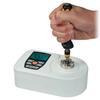 To operate the TT02 torque tester, simply place the torque tool into the universal receptacle and twist. The readout will show the real time or peak torque value in the clockwise or counterclockwise direction. Shown here with a manual torque tool.