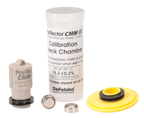 Add additional, reusable PosiTector CMM IS Smart probes. Each pack consists of a probe, calibration check chamber, saturated salt solution, cap and batteries.