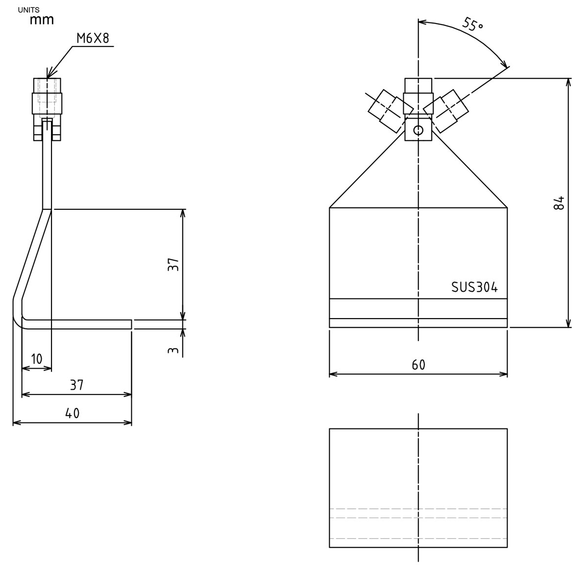 FG-M6CBH60U紙箱拉鉤手柄尺寸圖